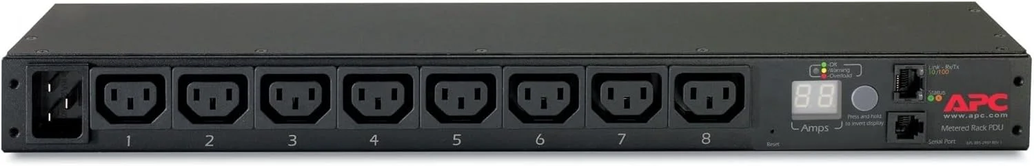 APC Rack PDU - AP7821B - توزیع برق (دارای کنتور، 1U، 208/230 ولت، 8 خروجی C13، IEC C20)