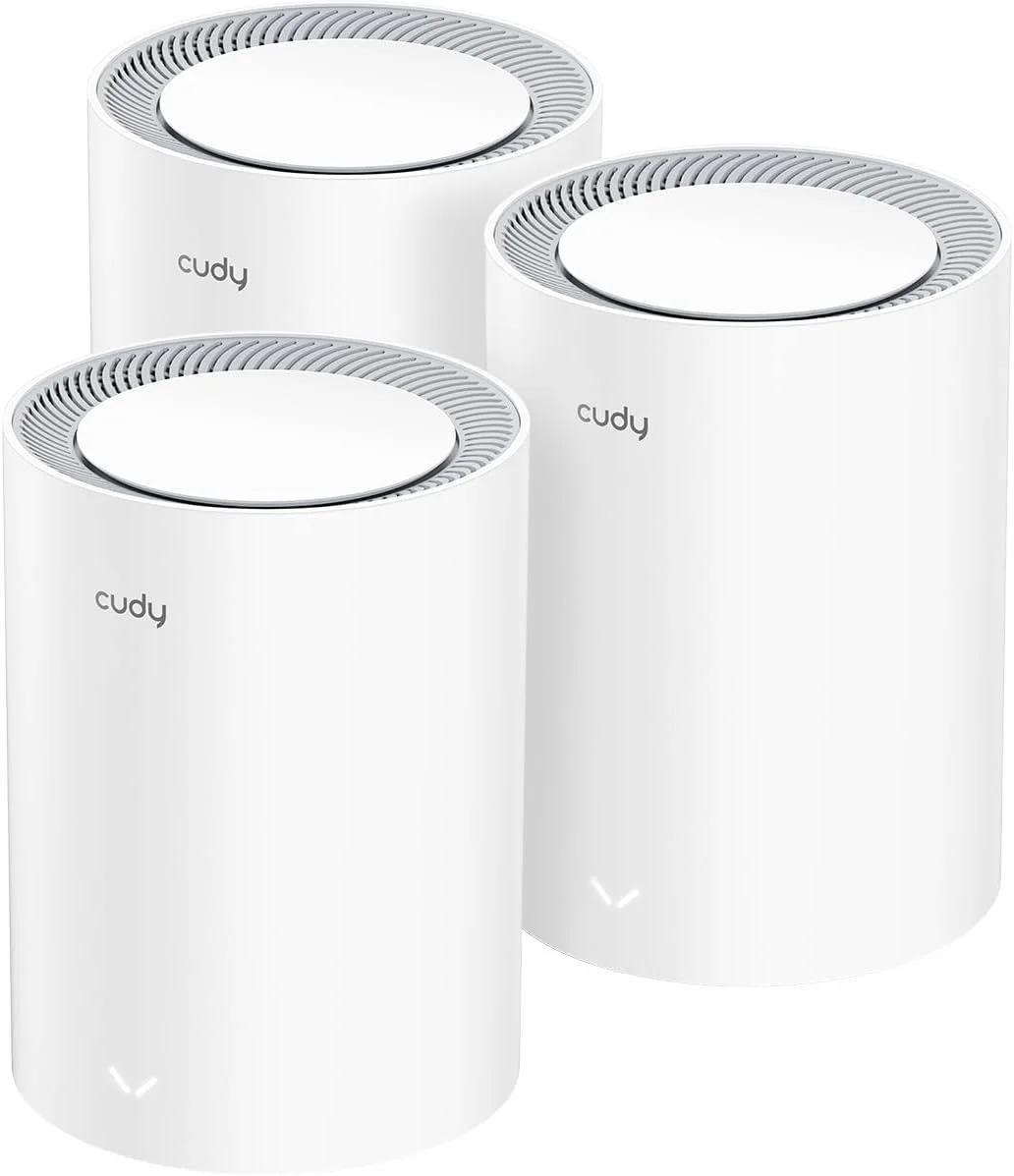 سیستم مش وای فای 7 دو بانده Cudy BE3600، سرعت 3.6 گیگابیت بر ثانیه 160 مگاهرتز، پوشش تا 7000 فوت مربع، 3 پورت گیگابیتی، سازگار با Multi-VPN، کنترل از طریق اپلیکیشن Cudy (بسته 3 عددی M3600)