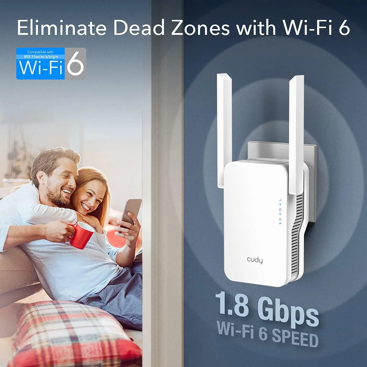 تقویت کننده اینترنت Cudy New AX1800 Mesh WiFi 6، توسعه دهنده محدوده WiFi 6 تا 2000 فوت مربع و 30 دستگاه، تکرار کننده دو بانده تا سرعت 1.8 گیگابیت بر ثانیه، حالت AP، پورت گیگابیتی، RE1800 تقویت کننده اینترنت Cudy New AX1800 Mesh WiFi 6، توسعه دهنده محدوده WiFi 6 تا 2000 فوت مربع و 30 دستگاه، تکرار کننده دو بانده تا سرعت 1.8 گیگابیت بر ثانیه، حالت AP، پورت گیگابیتی، RE1800