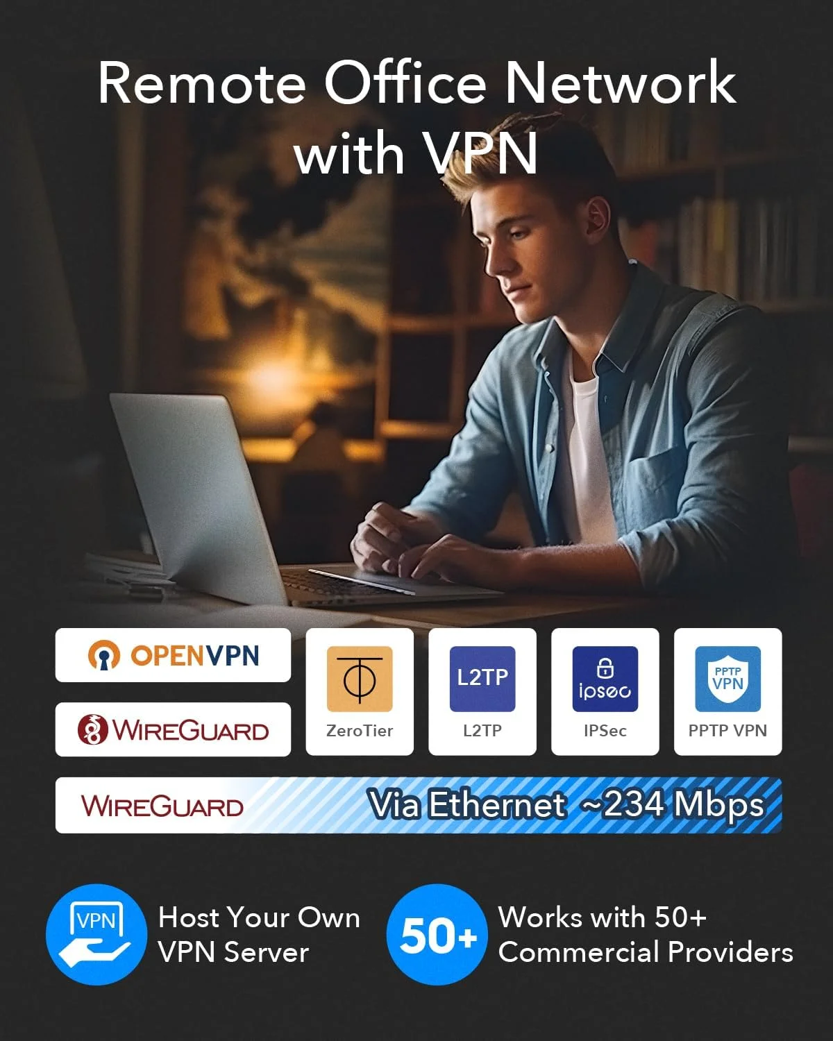 مودم روتر مسافرتی بی سیم وای فای 6 کیودی مدل TR3000، با پورت 2.5GbE، OpenVPN، Wireguard، اتصال به وای فای عمومی و هتل (صفحه ورود اسیر)، ریپیتر، توسعه دهنده، WISP، RV