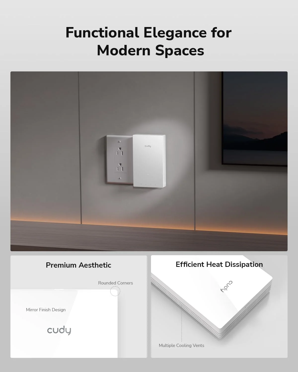 اکسس پوینت وایرلس گیگابیتی دیواری Cudy AP3000 Wall WiFi 6 AX3000، پشتیبانی از OFDMA، MU-MIMO، تغذیه از طریق PoE، کنترل از طریق اپلیکیشن Cudy یا پیکربندی وب