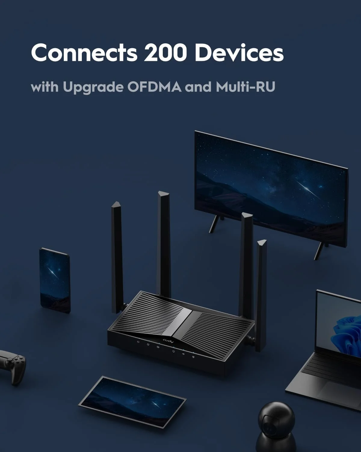 مودم روتر وای فای 7 دو بانده Cudy BE3600، سرعت فوق العاده، اتصال 2.5G Multi-Gig، پوشش گسترده، عملکرد روان و پایدار، مدل WR3600H مودم روتر وای فای 7 دو بانده Cudy BE3600، سرعت فوق العاده، اتصال 2.5G Multi-Gig، پوشش گسترده، عملکرد روان و پایدار، مدل WR3600H