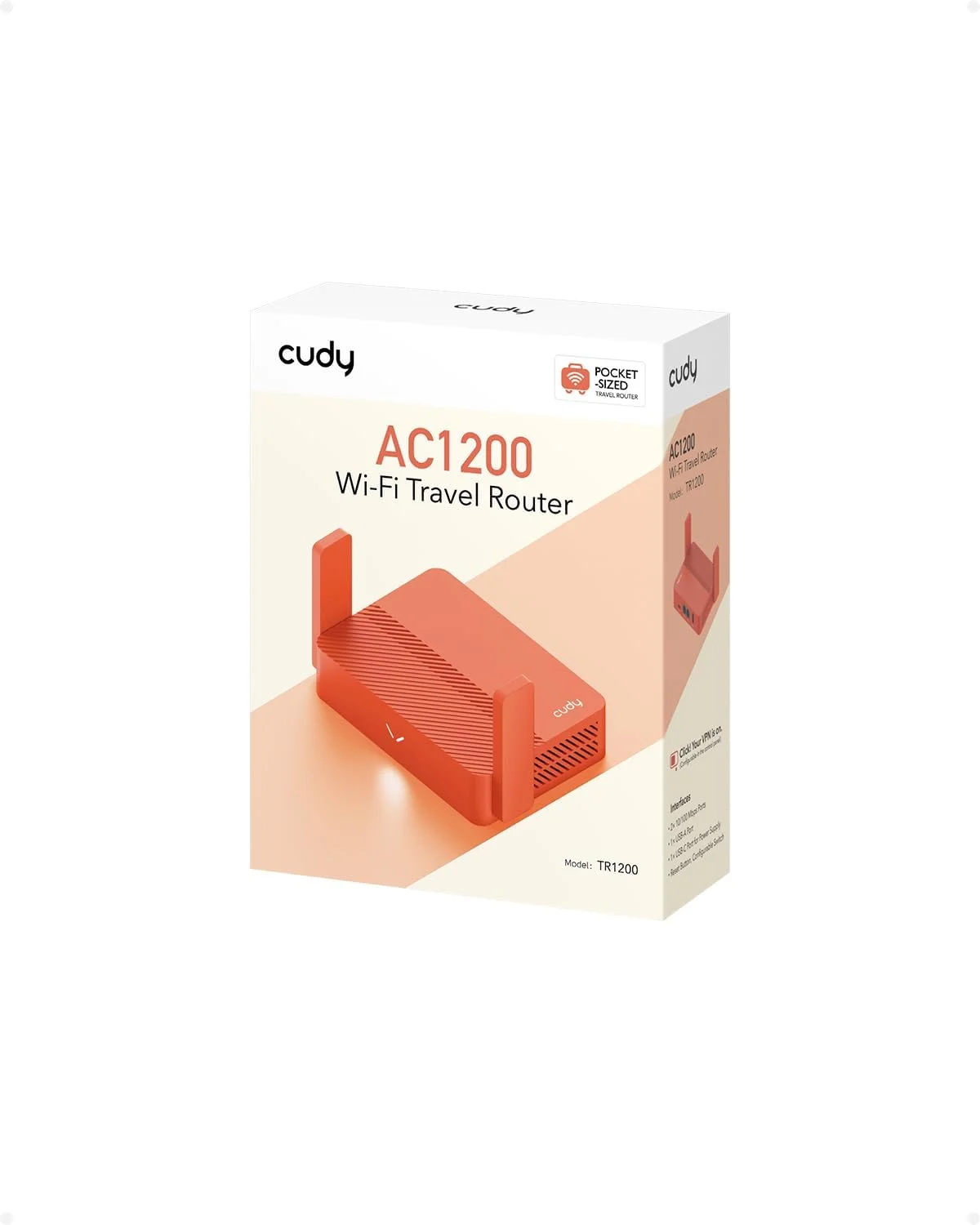 مودم روتر مسافرتی وای فای جیبی Cudy AC1200، توسعه دهنده/تقویت کننده برای شبکه هتل و عمومی، WISP، کلاینت و سرور VPN، USB، TR1200