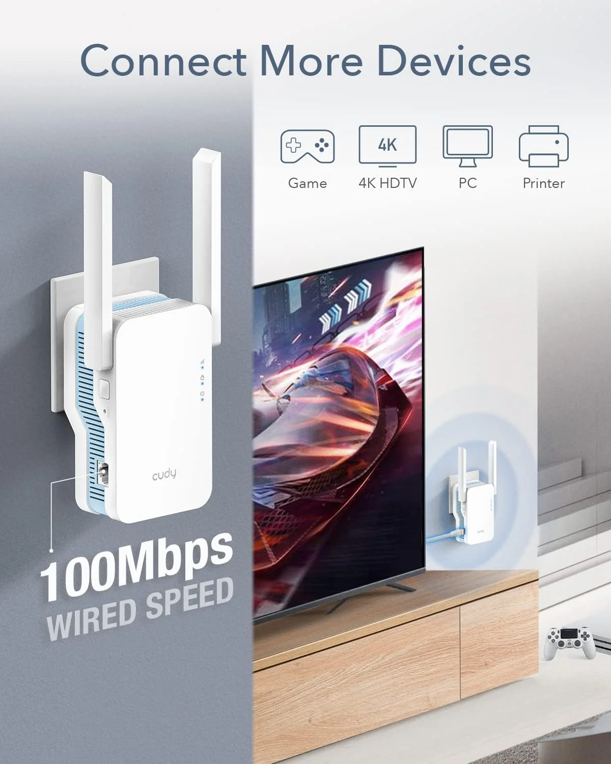 تقویت کننده وای فای مش AC1200 جدید Cudy، تا 1200 مگابیت در ثانیه، تقویت کننده دو بانده وای فای، 2.4 گیگاهرتز، 5 گیگاهرتز، برد بلند، حالت AP، WPS، RE1200