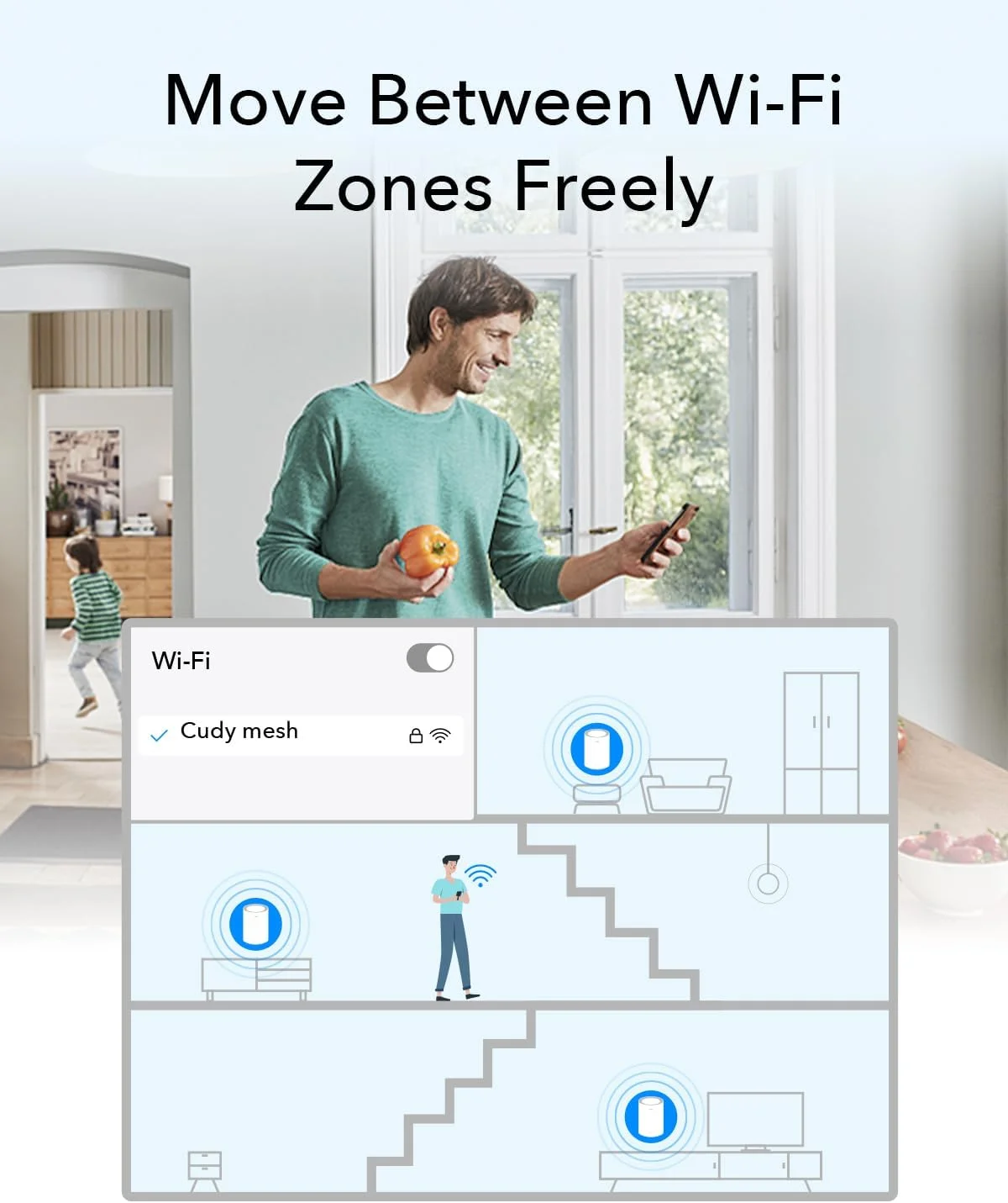 سیستم مش وای فای 6 Cudy AX3000 2.5G Whole Home، پوشش تا 650 متر مربع، پورت WAN 2.5G، اترنت Backhaul، Wireguard، OpenVPN، Zerotier، Cloudflare، DDNS، نسخه 2023 مدل M3000 بسته 3 عددی