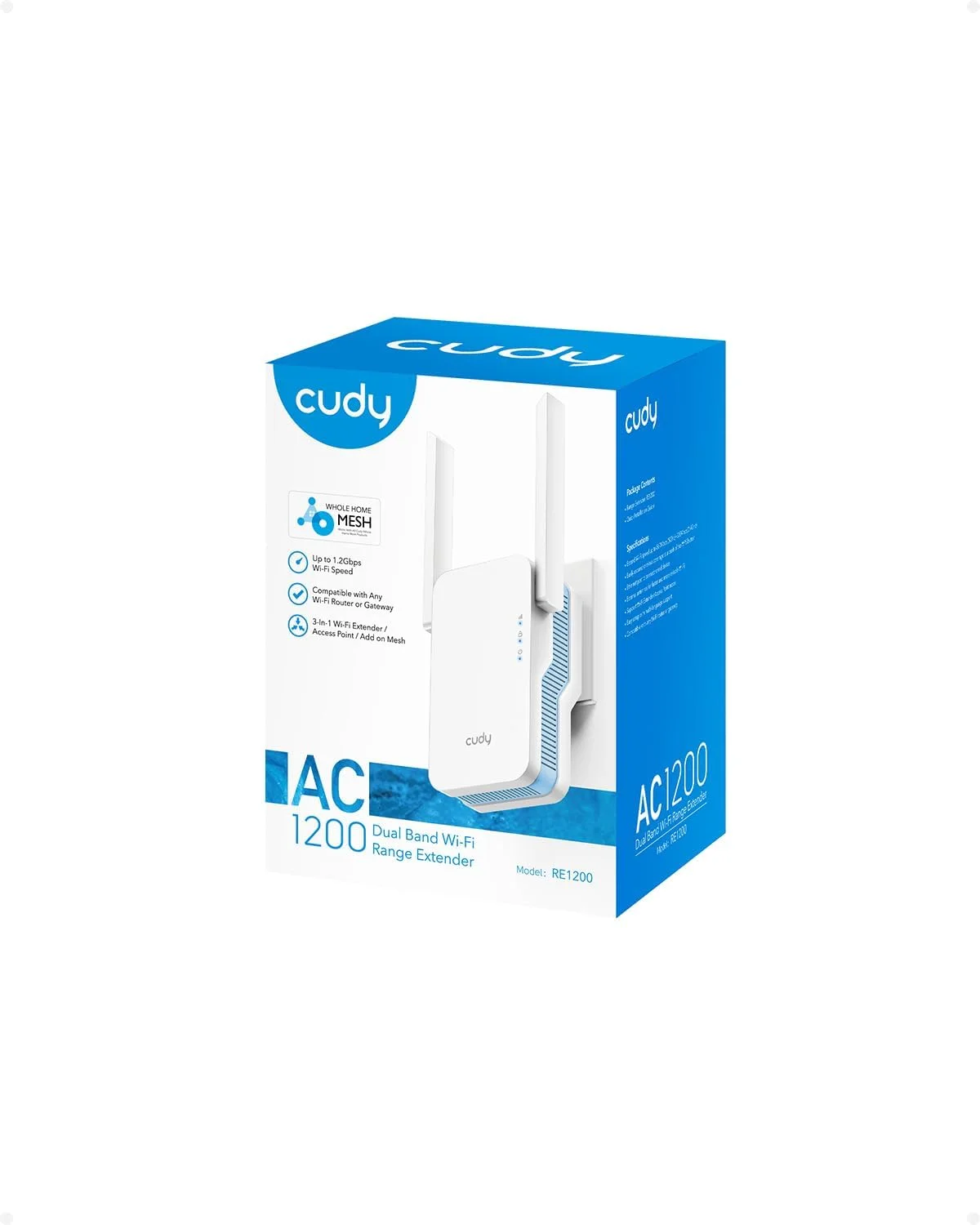 تقویت کننده وای فای مش AC1200 جدید Cudy، تا 1200 مگابیت در ثانیه، تقویت کننده دو بانده وای فای، 2.4 گیگاهرتز، 5 گیگاهرتز، برد بلند، حالت AP، WPS، RE1200