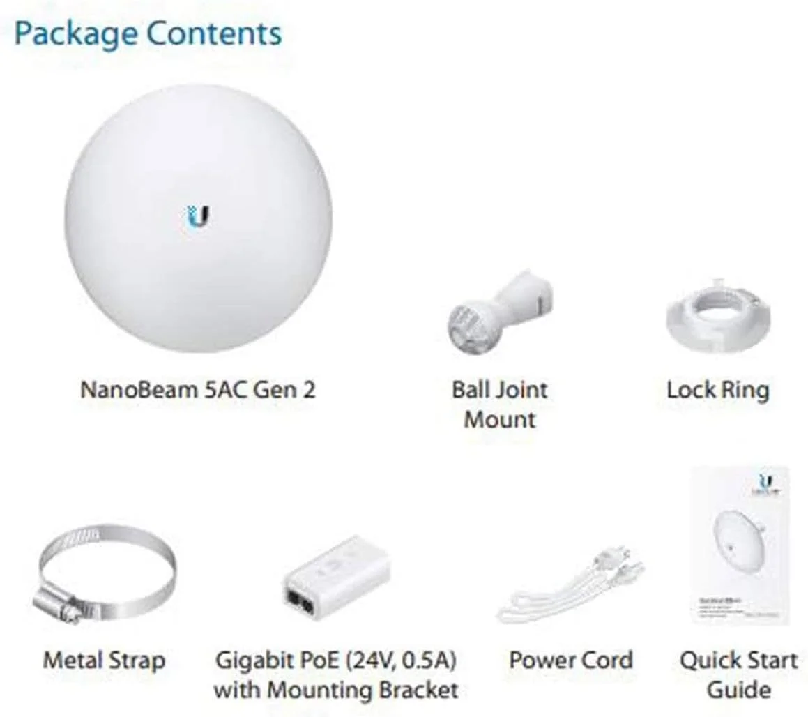 Ubiquiti Networks بسته 2 عددی NBE-5AC-GEN2 NanoBeam ac Gen2 airMAX ac CPE با رادیو مدیریت اختصاصی