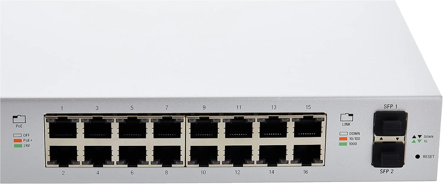 سوییچ یونیفای Ubiquiti Networks US-16-150W با 16 پورت و توان 150 وات، 24 ولت، 802.3af/at PoE