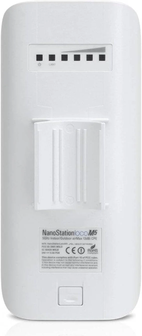 اکسس پوینت بی سیم بیرونی یوبیکیوتی NanoStation Loco M5 - 5 گیگاهرتز، آنتن 13 dBi، سرعت 150+ مگابیت در ثانیه، طراحی فشرده، اتصال برد بلند، پشتیبانی از PoE