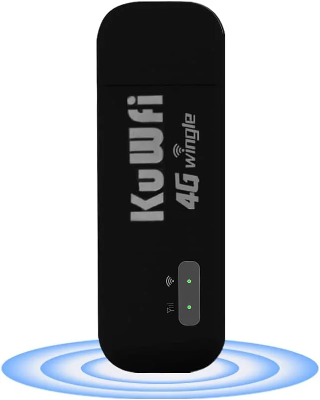 مودم وای فای 4G KuWFi، دانگل وای فای موبایل USB 150 مگابیت بر ثانیه با اسلات سیم کارت، روتر هات اسپات شبکه قابل حمل کوچک و جیبی برای سفر به اروپا و خاورمیانه
