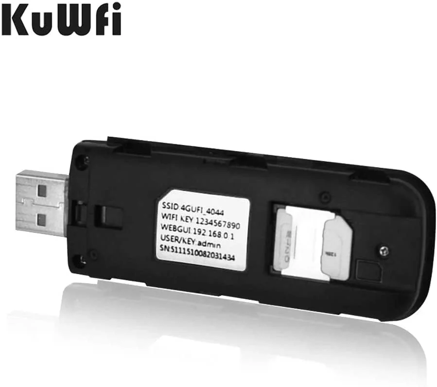 مودم وای فای 4G KuWFi، دانگل وای فای موبایل USB 150 مگابیت بر ثانیه با اسلات سیم کارت، روتر هات اسپات شبکه قابل حمل کوچک و جیبی برای سفر به اروپا و خاورمیانه