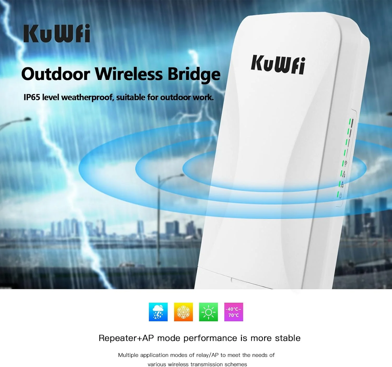 پل بیسیم گیگابیتی نقطه به نقطه KuWFi 5.8G 900Mbps پورتهای LAN 1Gbs برد بلند CPE گسترش شبکه بیرونی 3KM/1.86 مایل برای فروشگاه، انبار، مزرعه و اتصال دوربین مداربسته پل بیسیم گیگابیتی نقطه به نقطه KuWFi 5.8G 900Mbps پورتهای LAN 1Gbs برد بلند CPE گسترش شبکه بیرونی 3KM/1.86 مایل برای فروشگاه، انبار، مزرعه و اتصال دوربین مداربسته