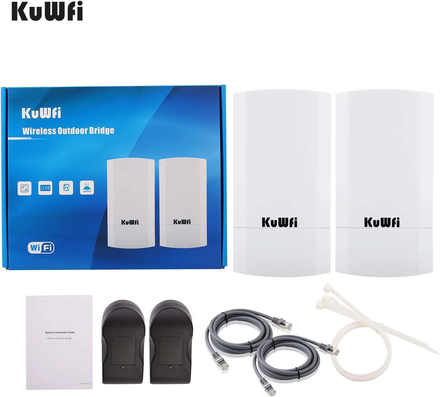 پل بیسیم بیرونی KuWFi، اکسس پوینت وایفای 2.4G 300Mbps با پشتیبانی از توسعهدهنده وایفای برد بلند 1 کیلومتری با آنتن MIMO با بهره بالا 12dBi برای دوربین مداربسته/دوربین پل بیسیم بیرونی KuWFi، اکسس پوینت وایفای 2.4G 300Mbps با پشتیبانی از توسعهدهنده وایفای برد بلند 1 کیلومتری با آنتن MIMO با بهره بالا 12dBi برای دوربین مداربسته/دوربین