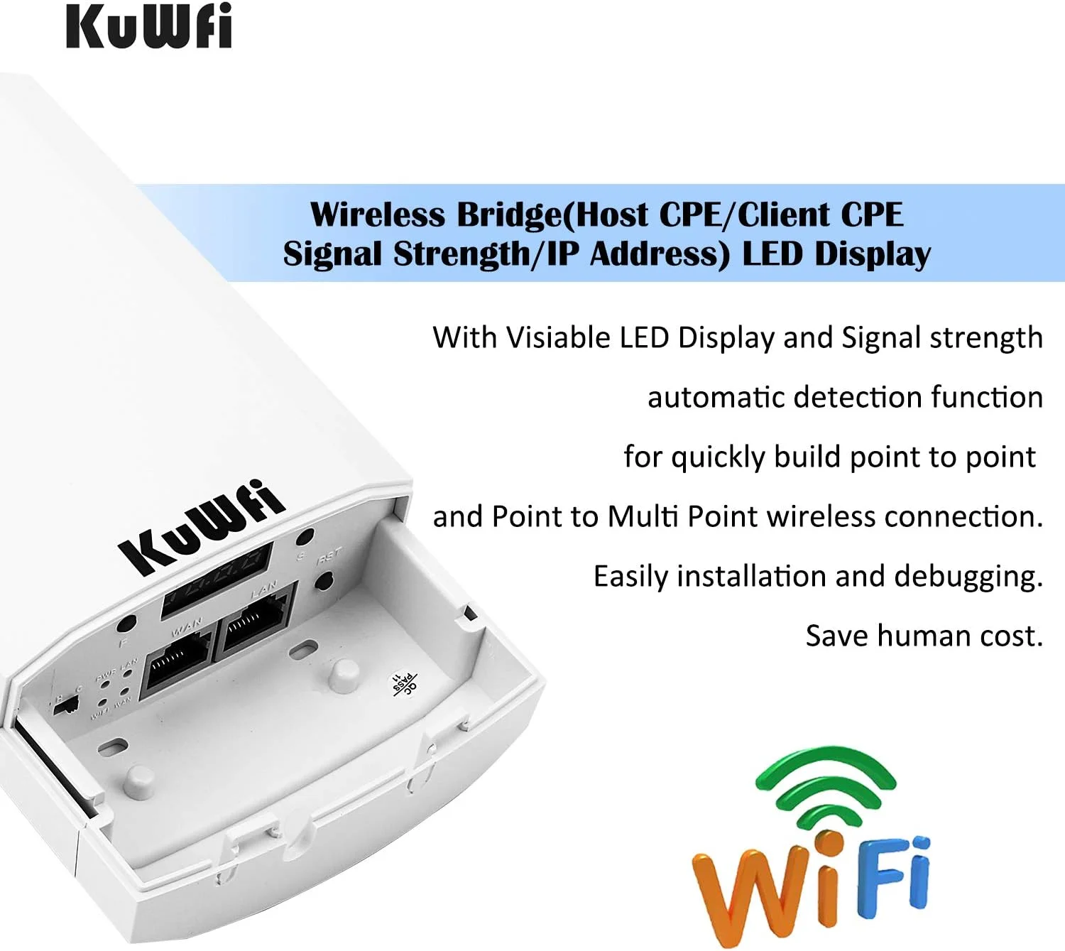 پل بیسیم بیرونی KuWFi، اکسس پوینت وایفای 2.4G 300Mbps با پشتیبانی از توسعهدهنده وایفای برد بلند 1 کیلومتری با آنتن MIMO با بهره بالا 12dBi برای دوربین مداربسته/دوربین پل بیسیم بیرونی KuWFi، اکسس پوینت وایفای 2.4G 300Mbps با پشتیبانی از توسعهدهنده وایفای برد بلند 1 کیلومتری با آنتن MIMO با بهره بالا 12dBi برای دوربین مداربسته/دوربین