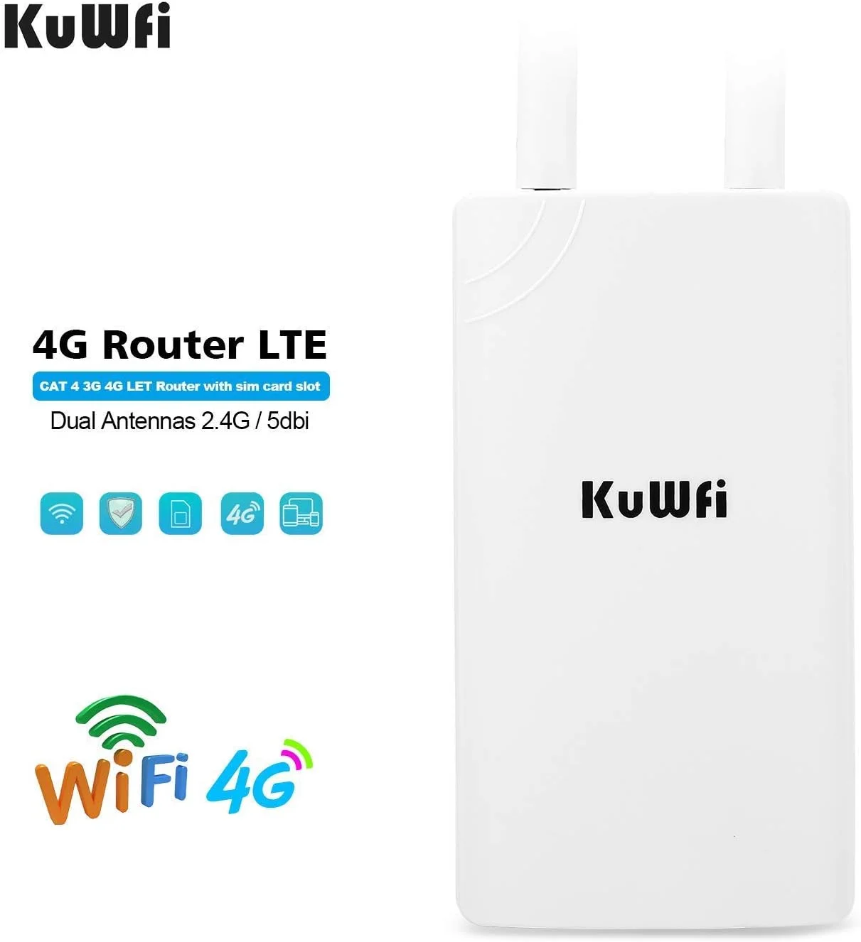 روتر بیرونی 4G LTE CPE KuWFi با اسلات سیم کارت 150 مگابیت بر ثانیه CAT4، نقطه دسترسی اینترنت وای فای بی سیم، 2 عدد آنتن، هات اسپات بی سیم وای فای، دستگاه های کار با دوربین IP برای du/Etisalat روتر بیرونی 4G LTE CPE KuWFi با اسلات سیم کارت 150 مگابیت بر ثانیه CAT4، نقطه دسترسی اینترنت وای فای بی سیم، 2 عدد آنتن، هات اسپات بی سیم وای فای، دستگاه های کار با دوربین IP برای du/Etisalat