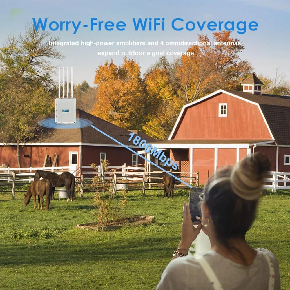 روتر اکسس پوینت بی سیم KuWFi WiFi 6، تقویت کننده سیگنال WiFi، فضای باز و داخلی، برد بلند، نقطه دسترسی 360 درجه همه جهته WiFi دو بانده 1800 مگابیت بر ثانیه، پشتیبانی از AP/Gateway/Repeater