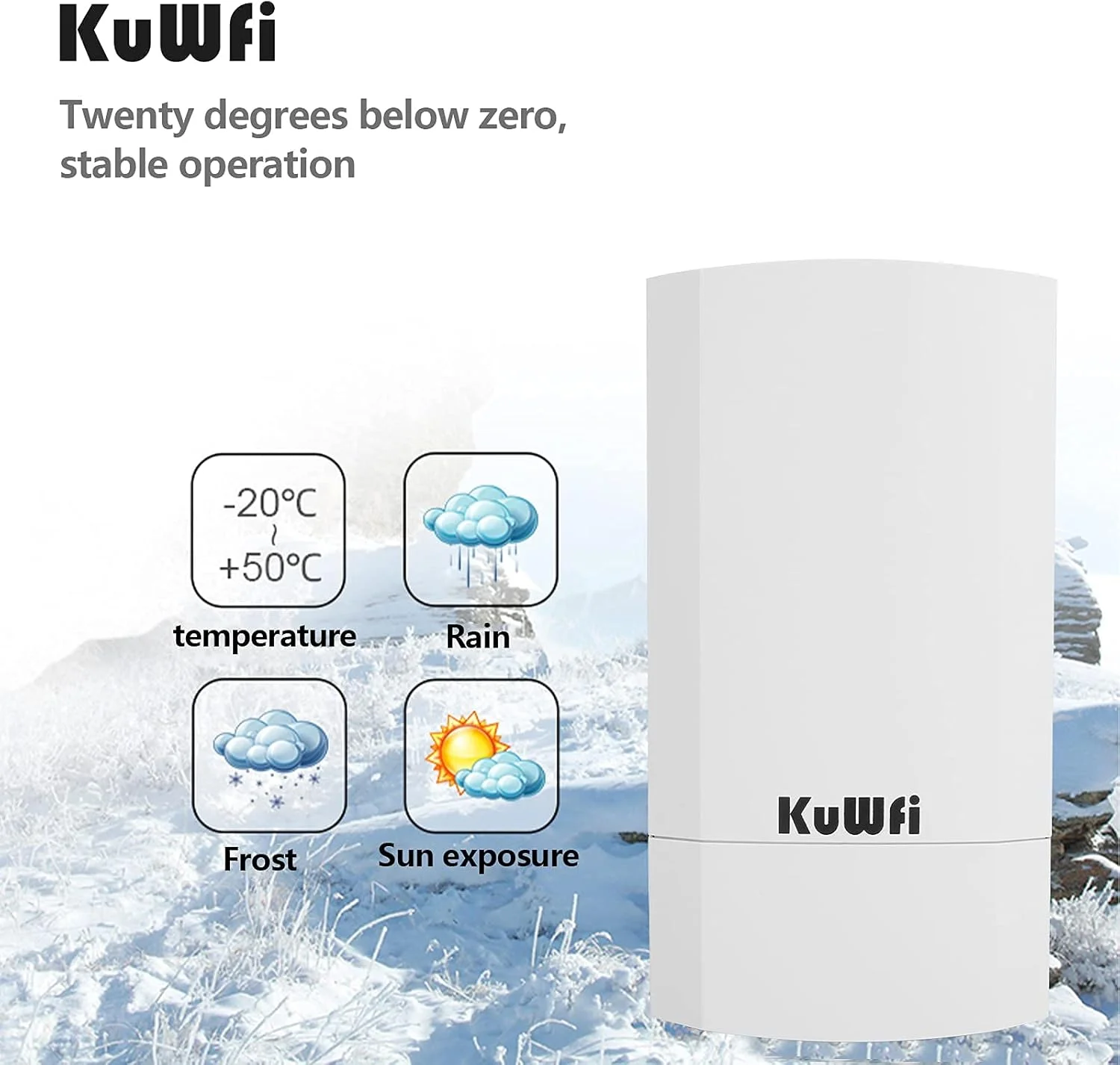 پل وایرلس برد بلند KuWFi نقطه به نقطه، اکسس پوینت 2.4G 300Mbps داخلی/خارجی (از قبل برنامه ریزی شده)