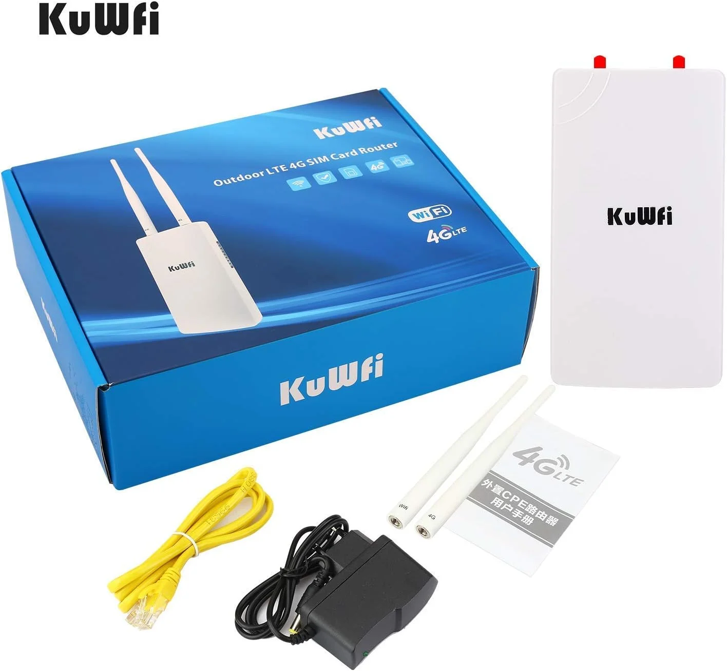 روتر بیرونی 4G LTE CPE KuWFi با اسلات سیم کارت 150 مگابیت بر ثانیه CAT4، نقطه دسترسی اینترنت وای فای بی سیم، 2 عدد آنتن، هات اسپات بی سیم وای فای، دستگاه های کار با دوربین IP برای du/Etisalat روتر بیرونی 4G LTE CPE KuWFi با اسلات سیم کارت 150 مگابیت بر ثانیه CAT4، نقطه دسترسی اینترنت وای فای بی سیم، 2 عدد آنتن، هات اسپات بی سیم وای فای، دستگاه های کار با دوربین IP برای du/Etisalat