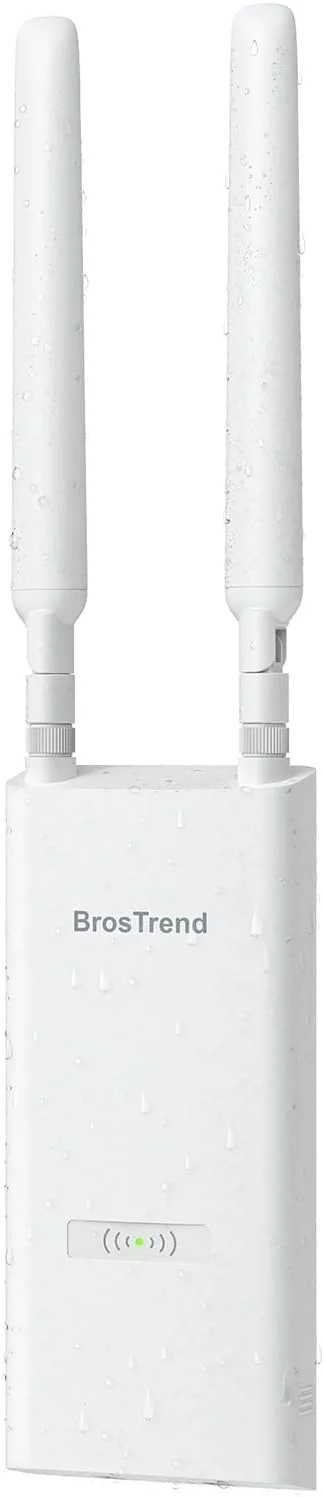 اکسس پوینت بیرونی برد بلند BrosTrend AC1200، اکسس پوینت گیگابیتی وای فای ضد آب IP65، دو بانده 5 گیگاهرتز 867 مگابیت بر ثانیه + 2.4 گیگاهرتز 300 مگابیت بر ثانیه، تغذیه از طریق PoE، شامل انژکتور PoE پسیو، WAP برای حیاط، باغ