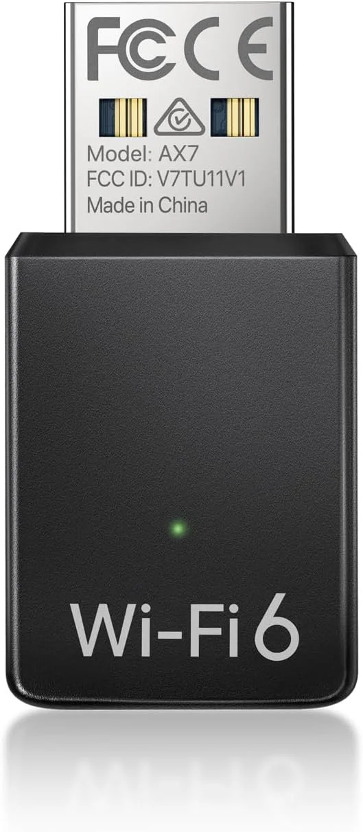 آداپتور وای فای USB BrosTrend AX900 برای کامپیوتر رومیزی و لپ تاپ، آداپتور مینی وای فای 6 برای ویندوز 11/10/7، دانگل USB وایرلس 6 دو بانده 5 گیگاهرتز 600 مگابیت بر ثانیه + 2.4 گیگاهرتز 286 مگابیت بر ثانیه، دانگل وایرلس USB 2.0