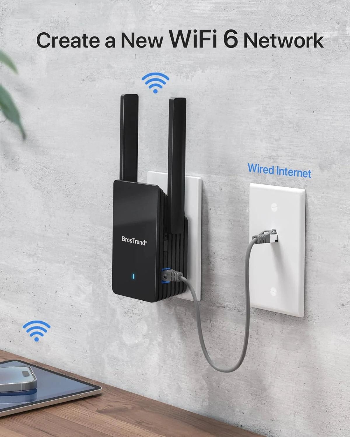 اکسس پوینت وای فای 6 AX3000 برند BroTrend، اکسس پوینت بی سیم دیواری، اکسس پوینت گیگابیتی وای فای 6 دو بانده خانگی برای کامپیوتر، تلفن هوشمند، پرینتر، تلویزیون، کنسول بازی و غیره. WAP تا 45 دستگاه، OFDMA، نصب آسان