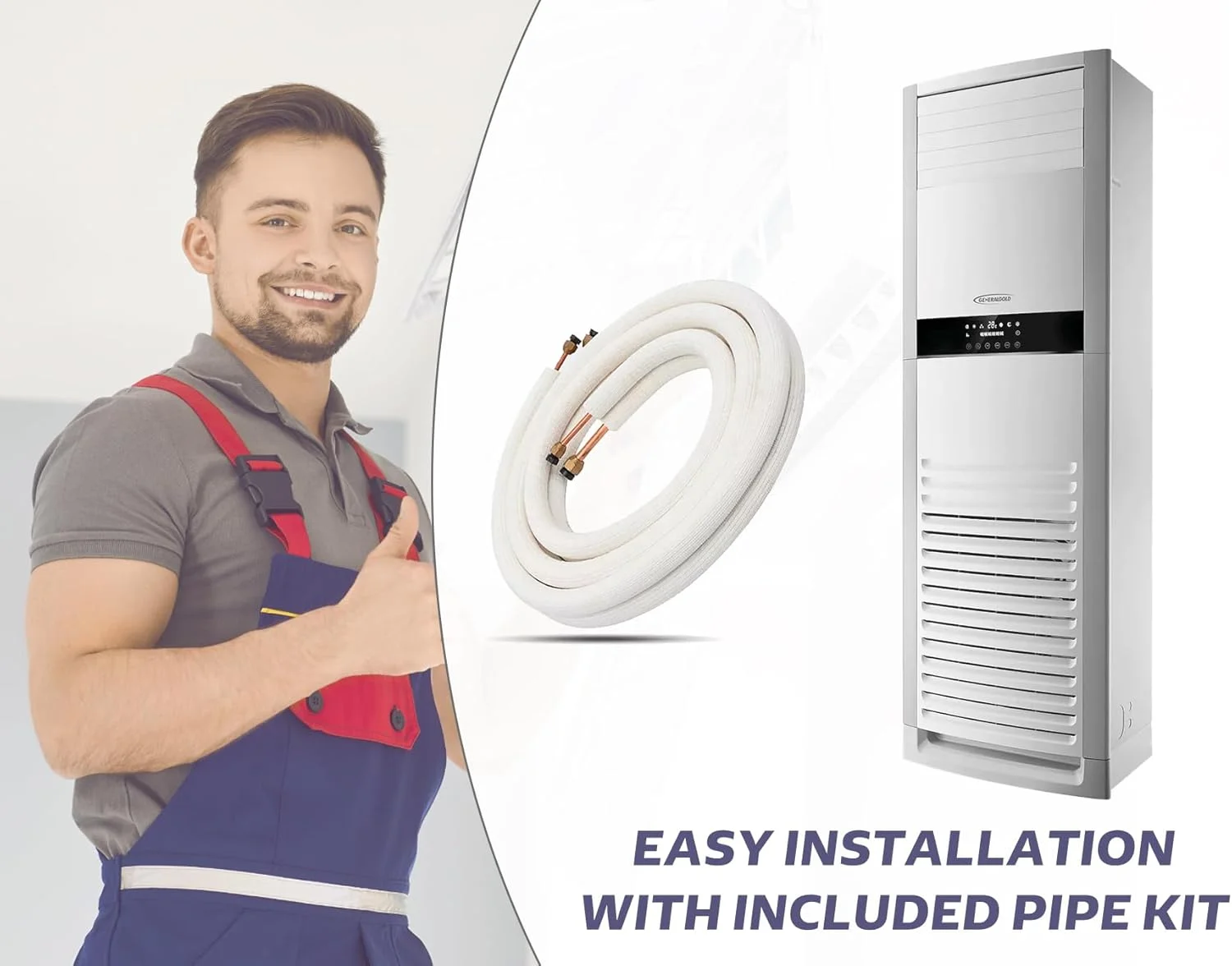 کولر گازی ایستاده 4 تن جنرال گلد با وای فای، اینورتر 48000 BTU، کمپرسور T3، سرمایش و گرمایش R410، واحد AC اسپلیت مستقل قابل حمل ایستاده، کولر گازی برج متحرک داخلی 4T