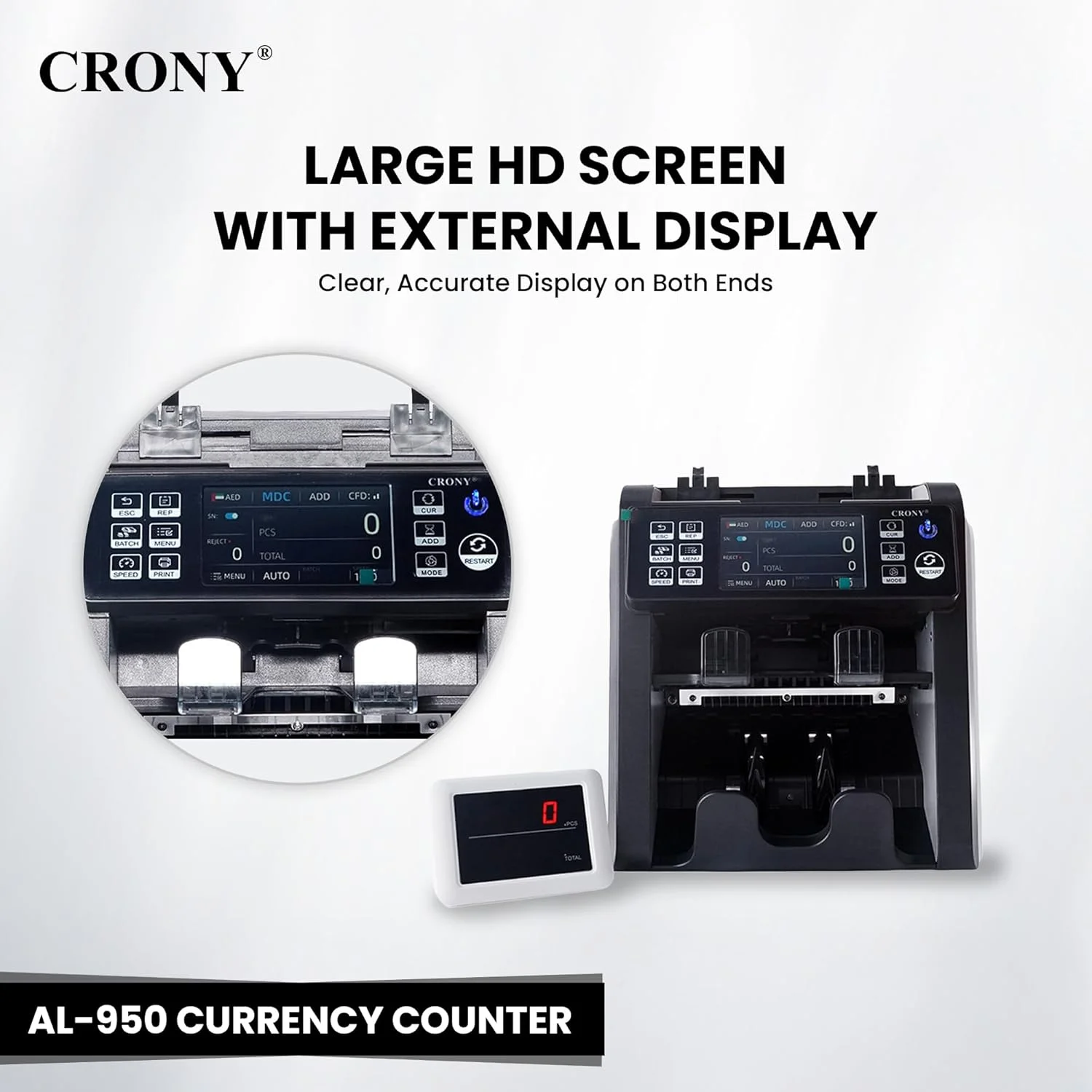 دستگاه شمارش پول CRONY مدل Bank Money Counting Machine - AL-950 2CIS/UV/MG/IR تشخیص خودکار اسکناس چند ارزی شمارنده سرعت بالا تشخیص اسکناس جعلی و آسیب دیده شمارش بدون توقف با پاکت رد دستگاه شمارش پول CRONY مدل Bank Money Counting Machine - AL-950 2CIS/UV/MG/IR تشخیص خودکار اسکناس چند ارزی شمارنده سرعت بالا تشخیص اسکناس جعلی و آسیب دیده شمارش بدون توقف با پاکت رد