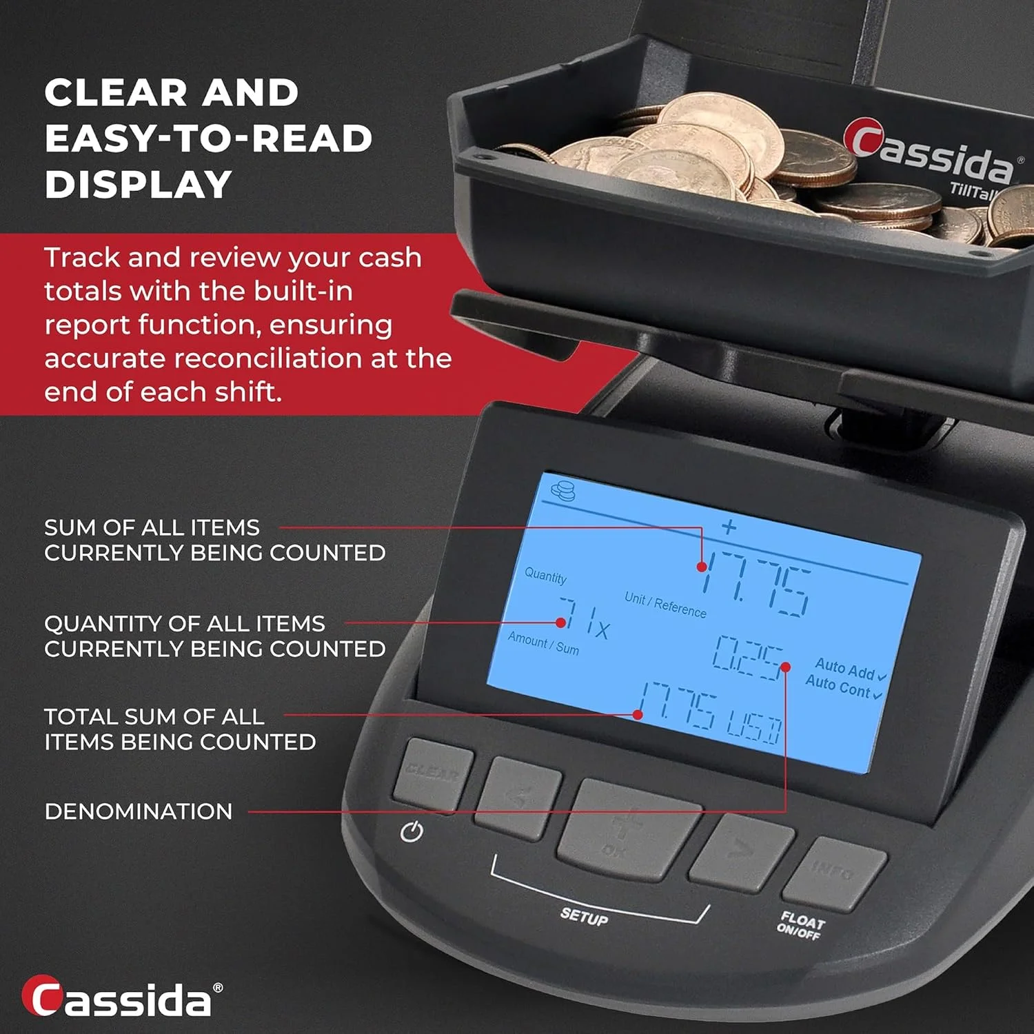 ترازو شمارش پول حرفه ای Cassida (Till Tally)، شمارنده اسکناس، 1 بسته، مشکی ترازو شمارش پول حرفه ای Cassida (Till Tally)، شمارنده اسکناس، 1 بسته، مشکی