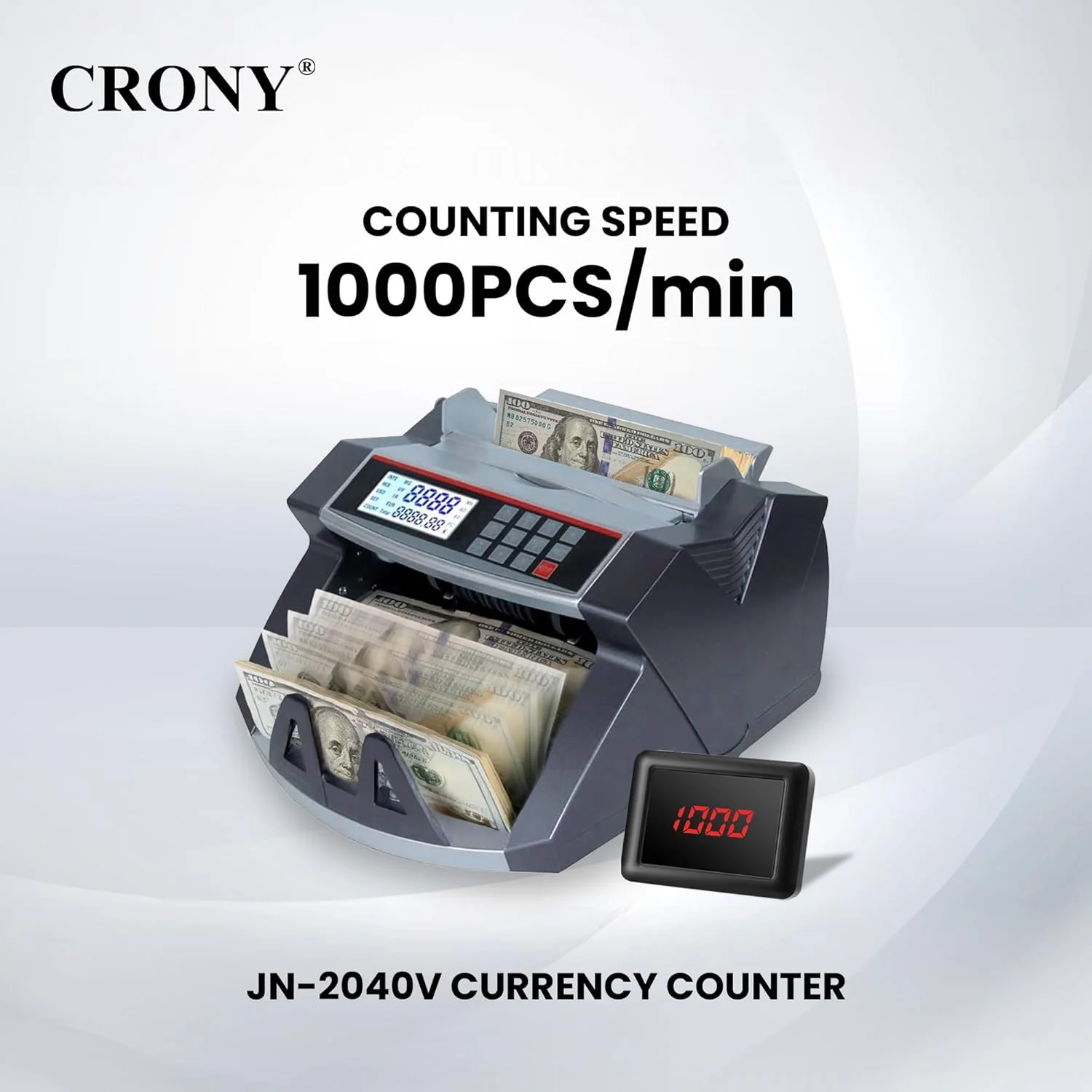 دستگاه شمارش پول CRONY - JN-2040V دستگاه شمارش اسکناس قابل حمل چند ارزی، دستگاه تشخیص اسکناس تقلبی AED SAR USD EUR با UV MG، دستگاه شمارش اسکناس با صفحه نمایش LCD 1000 عدد در دقیقه دستگاه شمارش پول CRONY - JN-2040V دستگاه شمارش اسکناس قابل حمل چند ارزی، دستگاه تشخیص اسکناس تقلبی AED SAR USD EUR با UV MG، دستگاه شمارش اسکناس با صفحه نمایش LCD 1000 عدد در دقیقه