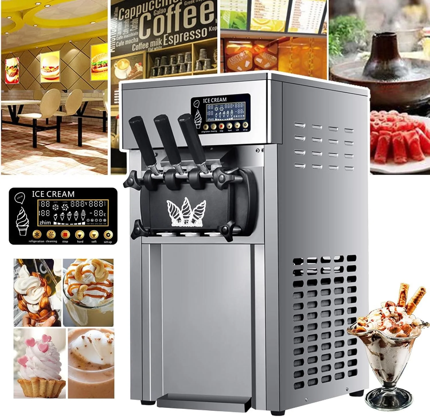 دستگاه بستنی ساز تجاری UPIKIT 1200W، حجم تولید: 16 تا 18 لیتر در ساعت، دستگاه بستنی ساز دیجیتال LCD، هشدار کمبود، دستگاه بستنی ساز نرم رومیزی برای مهمانی های خانوادگی رستوران دستگاه بستنی ساز تجاری UPIKIT 1200W، حجم تولید: 16 تا 18 لیتر در ساعت، دستگاه بستنی ساز دیجیتال LCD، هشدار کمبود، دستگاه بستنی ساز نرم رومیزی برای مهمانی های خانوادگی رستوران