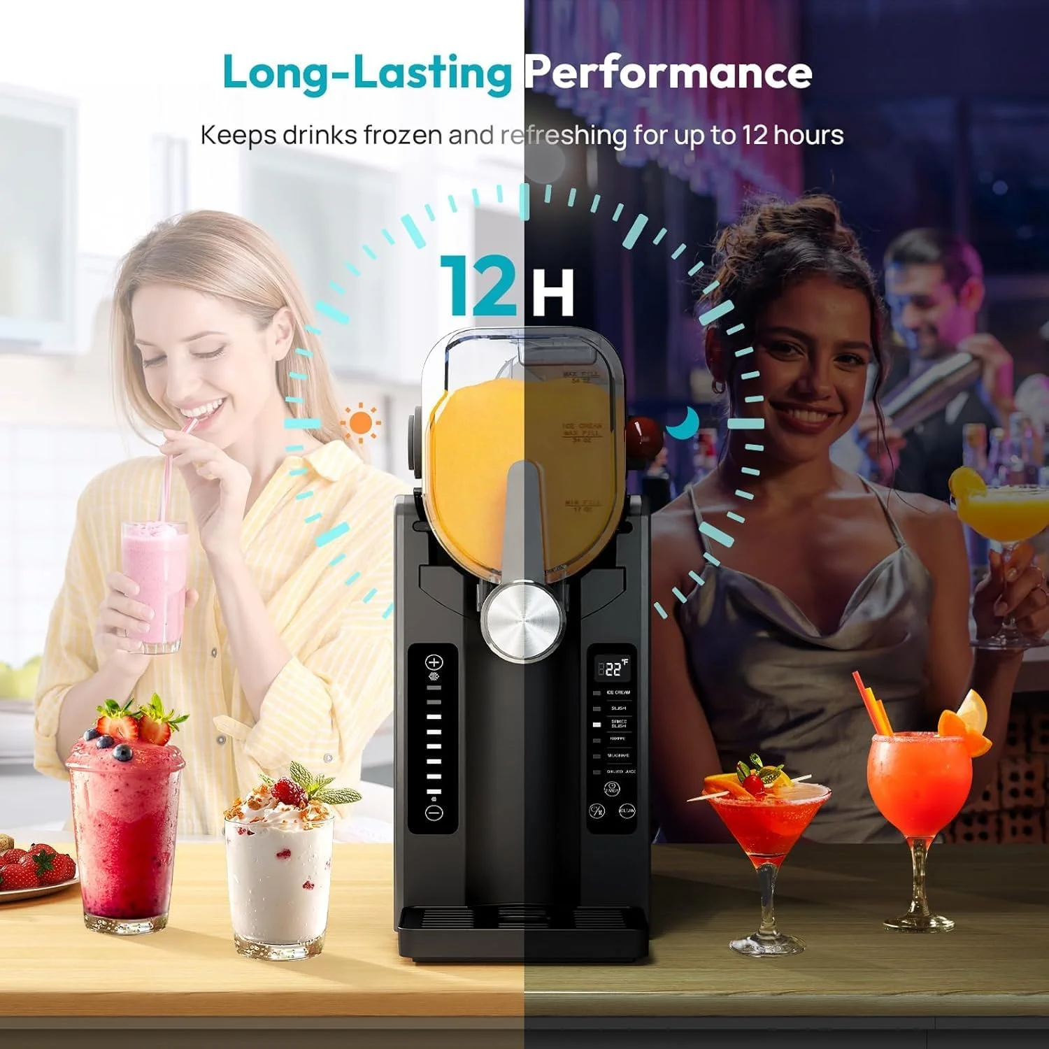 دستگاه یخ در بهشت خانگی - دستگاه نوشیدنی یخ زده 70 اونسی با 6 تنظیمات از پیش تعیین شده، بدون نیاز به یخ، مخلوط کردن 360 درجه، خود تمیز شونده با یک لمس، دستگاه بستنی و اسموتی برای مارگاریتا، فراپه، کوکتل و موارد دیگر دستگاه یخ در بهشت خانگی - دستگاه نوشیدنی یخ زده 70 اونسی با 6 تنظیمات از پیش تعیین شده، بدون نیاز به یخ، مخلوط کردن 360 درجه، خود تمیز شونده با یک لمس، دستگاه بستنی و اسموتی برای مارگاریتا، فراپه، کوکتل و موارد دیگر