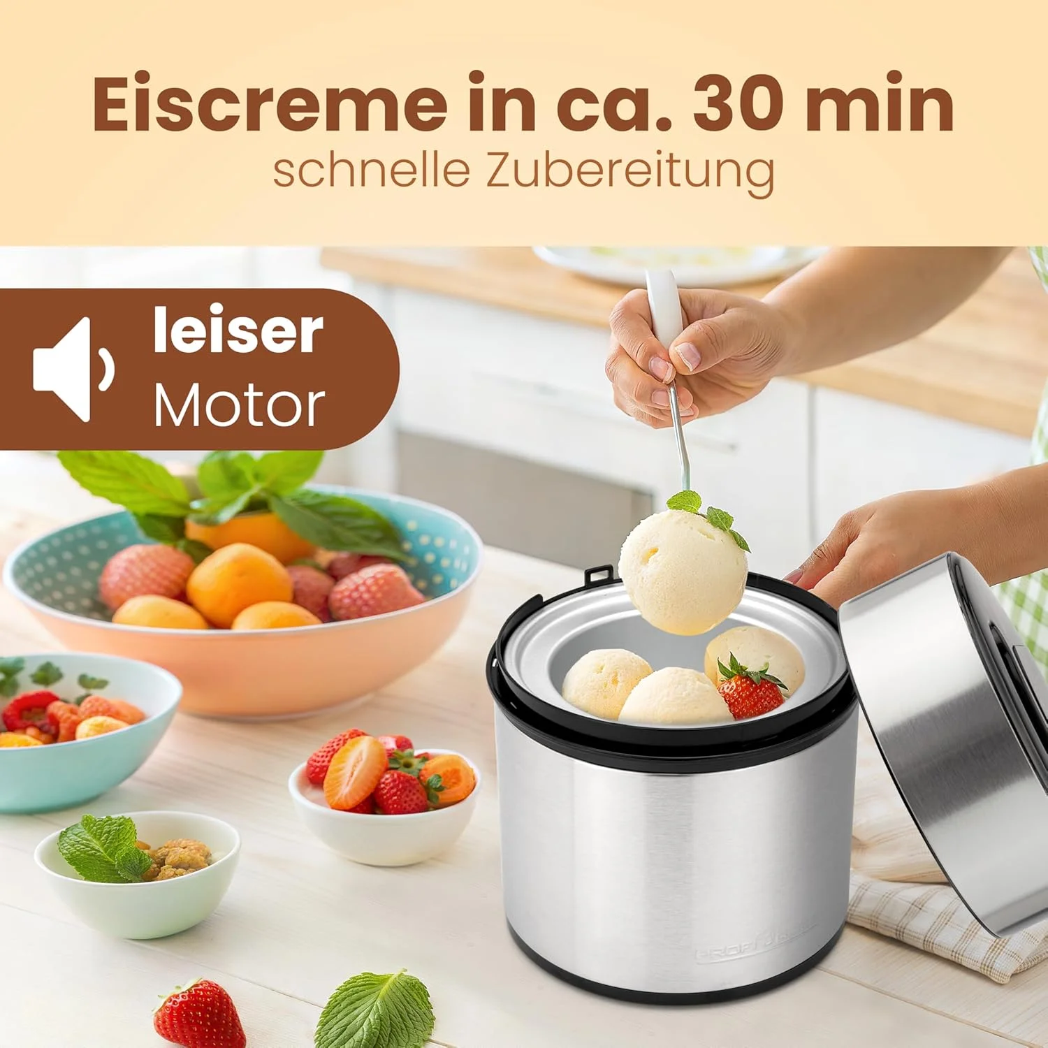 دستگاه بستنی ساز و ماست ساز ProfiCook®، بستنی در 20 دقیقه، برای حداکثر 1800 میلی لیتر بستنی، دستگاه بستنی ساز نرم برای خانه، با تایمر، دستگاه بستنی ساز برای بستنی، ماست یخ زده و سوربت دستگاه بستنی ساز و ماست ساز ProfiCook®، بستنی در 20 دقیقه، برای حداکثر 1800 میلی لیتر بستنی، دستگاه بستنی ساز نرم برای خانه، با تایمر، دستگاه بستنی ساز برای بستنی، ماست یخ زده و سوربت