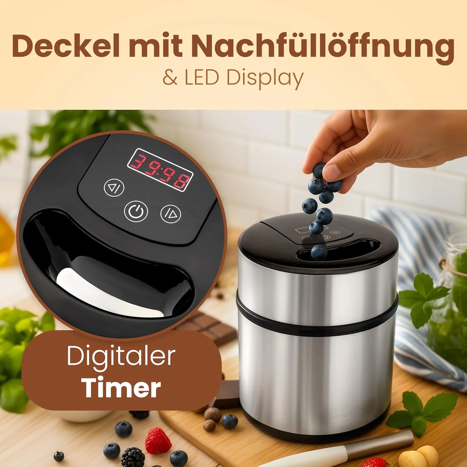 دستگاه بستنی ساز و ماست ساز ProfiCook®، بستنی در 20 دقیقه، برای حداکثر 1800 میلی لیتر بستنی، دستگاه بستنی ساز نرم برای خانه، با تایمر، دستگاه بستنی ساز برای بستنی، ماست یخ زده و سوربت دستگاه بستنی ساز و ماست ساز ProfiCook®، بستنی در 20 دقیقه، برای حداکثر 1800 میلی لیتر بستنی، دستگاه بستنی ساز نرم برای خانه، با تایمر، دستگاه بستنی ساز برای بستنی، ماست یخ زده و سوربت