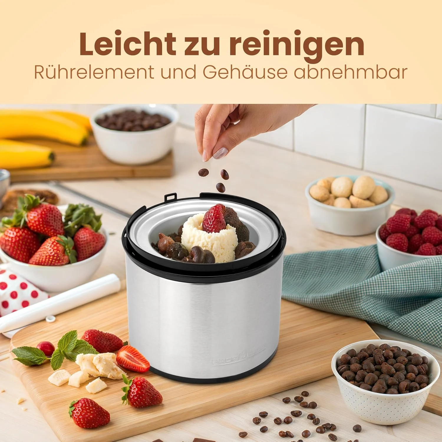 دستگاه بستنی ساز و ماست ساز ProfiCook®، بستنی در 20 دقیقه، برای حداکثر 1800 میلی لیتر بستنی، دستگاه بستنی ساز نرم برای خانه، با تایمر، دستگاه بستنی ساز برای بستنی، ماست یخ زده و سوربت دستگاه بستنی ساز و ماست ساز ProfiCook®، بستنی در 20 دقیقه، برای حداکثر 1800 میلی لیتر بستنی، دستگاه بستنی ساز نرم برای خانه، با تایمر، دستگاه بستنی ساز برای بستنی، ماست یخ زده و سوربت