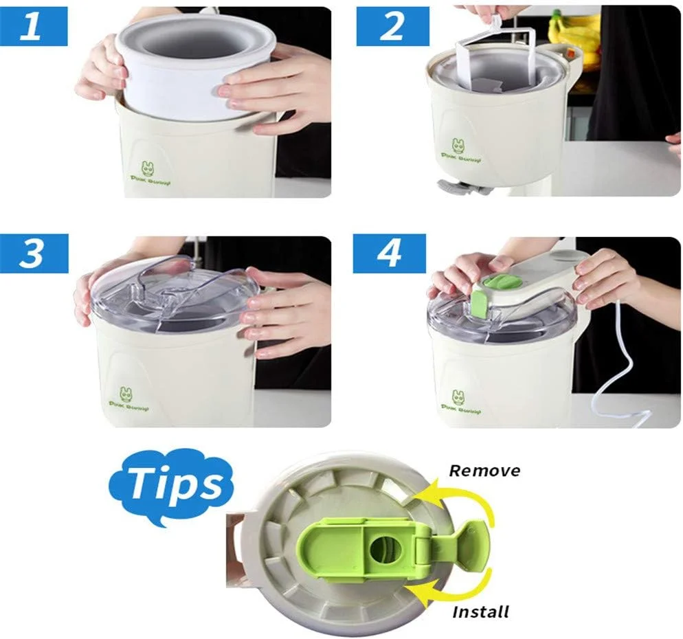 دستگاه بستنی ساز خانگی NLYWB با ظرفیت 1.5 کوارت، دستگاه بستنی ساز خانگی DIY، سریع، تمیز کردن آسان و روان برای تهیه سوربت، شربت نرم و دسرهای میوه ای یخ زده دستگاه بستنی ساز خانگی NLYWB با ظرفیت 1.5 کوارت، دستگاه بستنی ساز خانگی DIY، سریع، تمیز کردن آسان و روان برای تهیه سوربت، شربت نرم و دسرهای میوه ای یخ زده