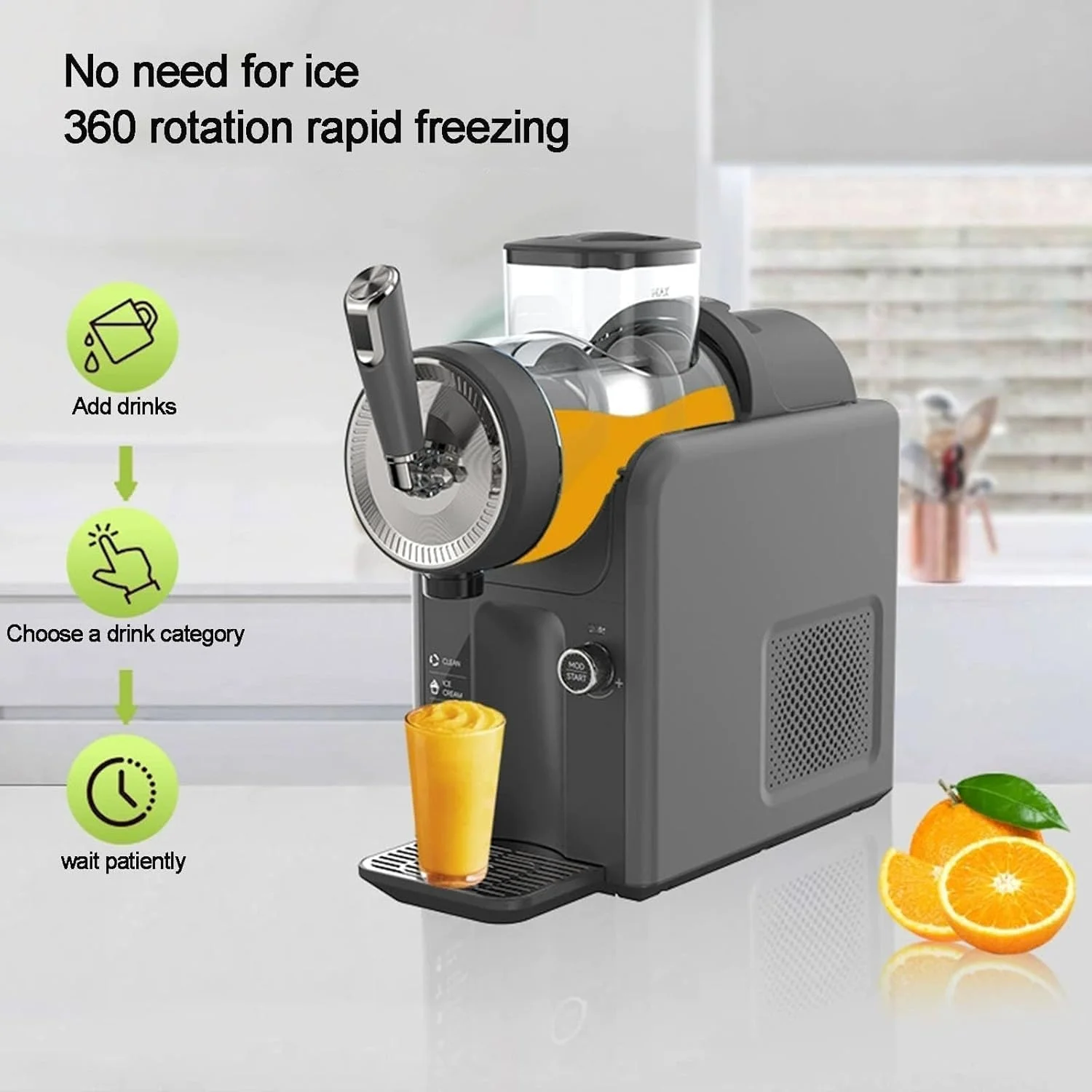 دستگاه تهیه نوشیدنی یخ زده، دستگاه یخ در بهشت برای خانه، خود تمیز شونده، بدون نیاز به یخ، 1.8 لیتر، انجماد سریع 12 دقیقه ای، 5 برنامه از پیش تعیین شده، مارگاریتاهای یخ زده، بستنی و موارد دیگر