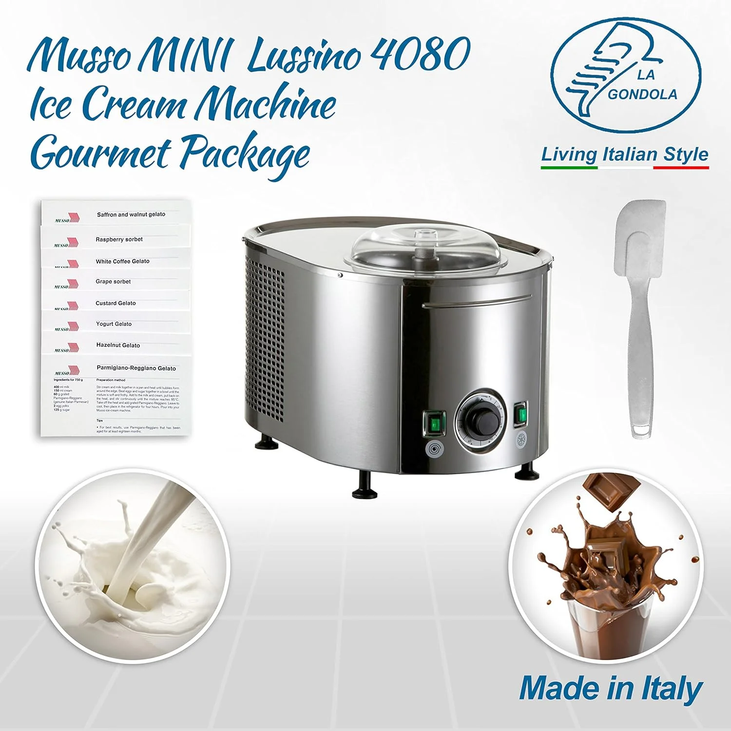 دستگاه بستنی ساز گورمت موسو MINI Lussino 4080 - بدون نیاز به کاسه فریزر - از بستنی ایتالیایی واقعی و دسرهای یخ زده خامه ای که به راحتی در خانه تهیه می شوند لذت ببرید - فقط مواد سالم را اضافه کنید - خاموش شدن خودکار دستگاه بستنی ساز گورمت موسو MINI Lussino 4080 - بدون نیاز به کاسه فریزر - از بستنی ایتالیایی واقعی و دسرهای یخ زده خامه ای که به راحتی در خانه تهیه می شوند لذت ببرید - فقط مواد سالم را اضافه کنید - خاموش شدن خودکار