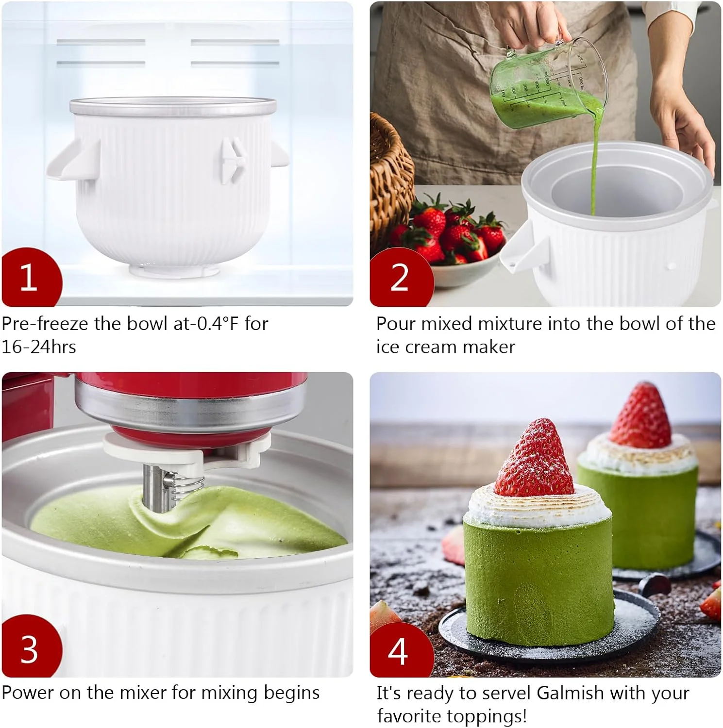 دستگاه بستنی ساز LETOMS مناسب Kitchenaid، کاسه بستنی ساز 2 کوارتی برای میکسر ایستاده 4.5/5/6/7QT، دستگاه سوربت و ژلاتو ساز برای یخ خانگی، دسر، ماست دستگاه بستنی ساز LETOMS مناسب Kitchenaid، کاسه بستنی ساز 2 کوارتی برای میکسر ایستاده 4.5/5/6/7QT، دستگاه سوربت و ژلاتو ساز برای یخ خانگی، دسر، ماست