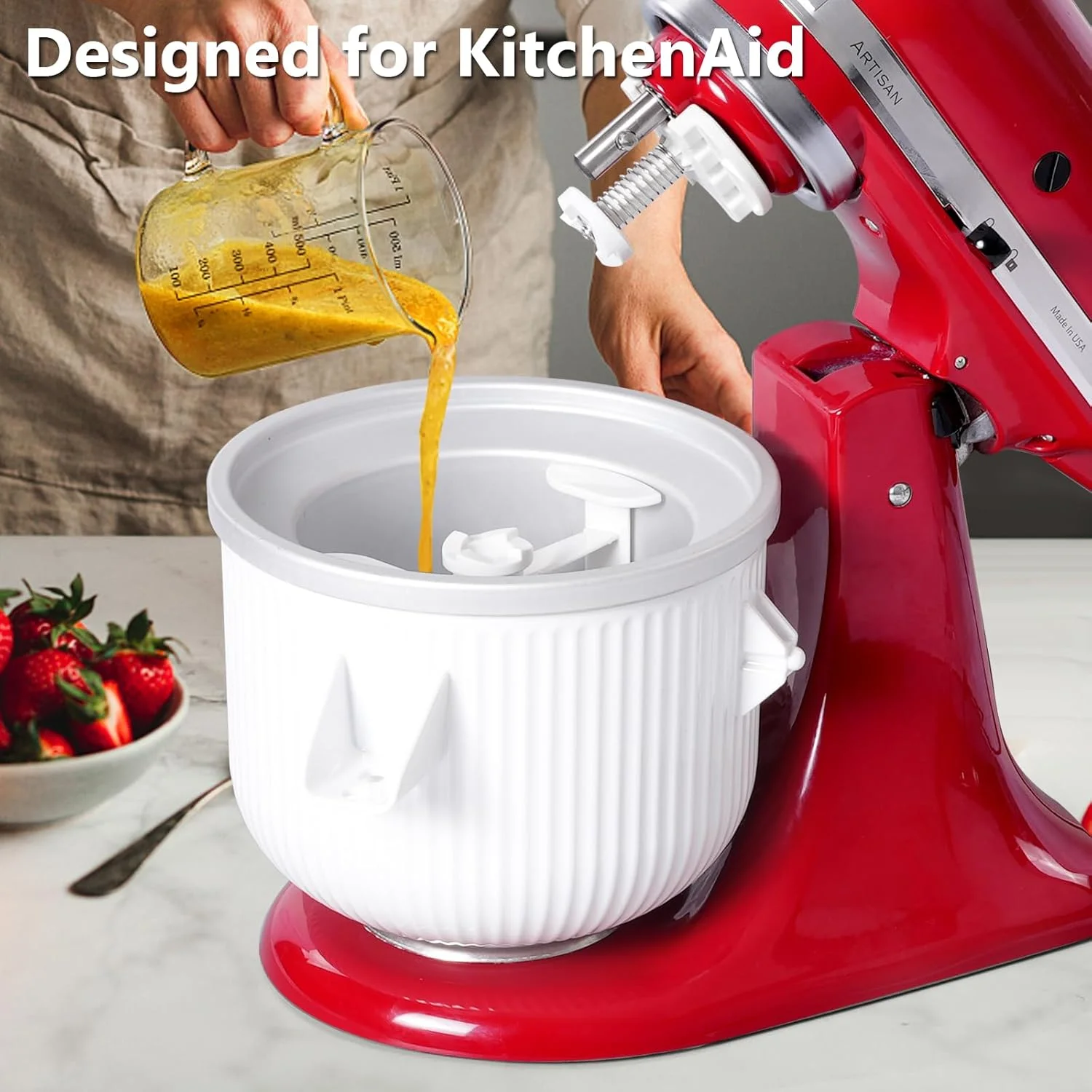دستگاه بستنی ساز LETOMS مناسب Kitchenaid، کاسه بستنی ساز 2 کوارتی برای میکسر ایستاده 4.5/5/6/7QT، دستگاه سوربت و ژلاتو ساز برای یخ خانگی، دسر، ماست دستگاه بستنی ساز LETOMS مناسب Kitchenaid، کاسه بستنی ساز 2 کوارتی برای میکسر ایستاده 4.5/5/6/7QT، دستگاه سوربت و ژلاتو ساز برای یخ خانگی، دسر، ماست