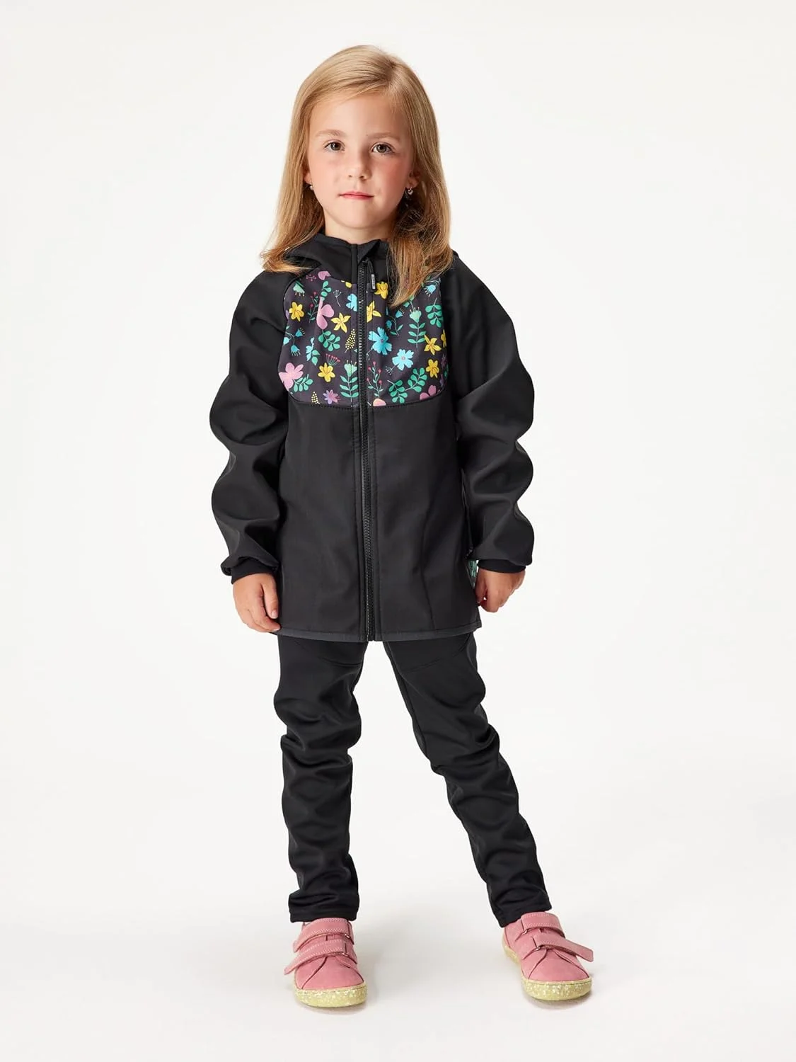 کاپشن سافت شل بچگانه unuo با آستر پشمی و کلاه، ضد آب و ضد باد، کاپشن کاربردی تمام زیپ برای فضای باز، کاپشن تنفسی بچگانه مدل Basic