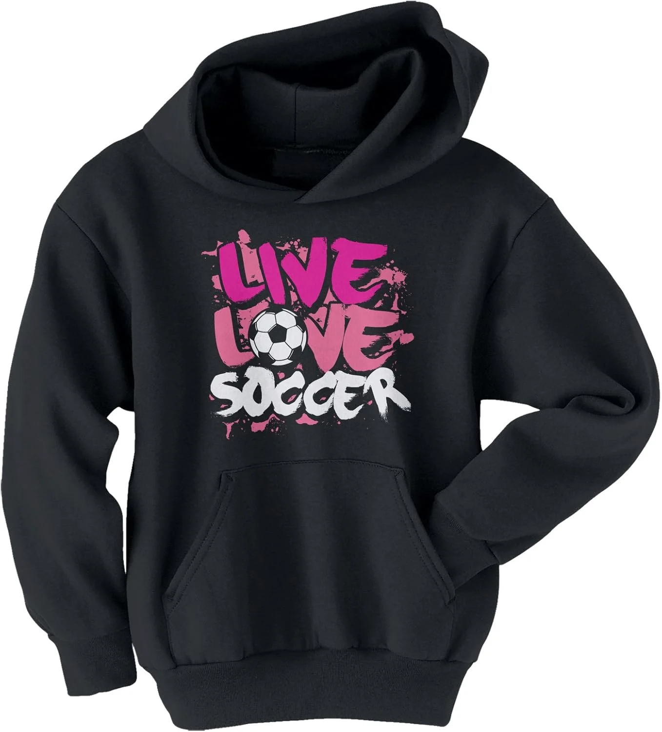 هودی دخترانه بزرگسال Threadrock طرح Live Love Soccer