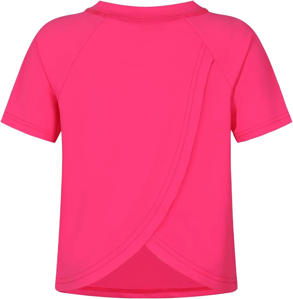 تی شرت آستین کوتاه دخترانه Spring&Gege با UPF 50+، خشک شوندگی سریع، پشت باز، نیم تنه ورزشی نئون