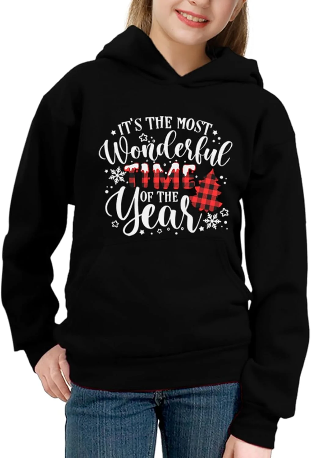 هودی کریسمس بچگانه унисекс Remimi با جیب کانگورویی، سویشرت کریسمس برای پسران و دختران 5-14 سال