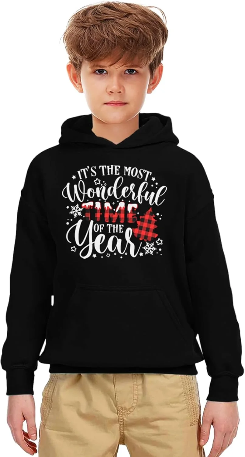 هودی کریسمس بچگانه унисекс Remimi با جیب کانگورویی، سویشرت کریسمس برای پسران و دختران 5-14 سال