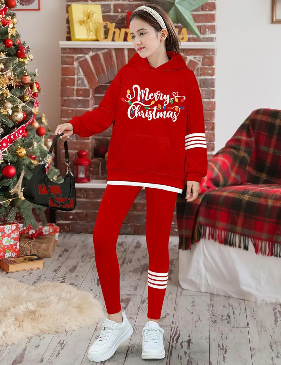 لباس پاییزی دخترانه NECIOUS، ست 2 تکه هودی و شلوار لگینگ راه راه مد روز، سایز 6-14 سال، قرمز، 7-8 سال لباس پاییزی دخترانه NECIOUS، ست 2 تکه هودی و شلوار لگینگ راه راه مد روز، سایز 6-14 سال، قرمز، 7-8 سال