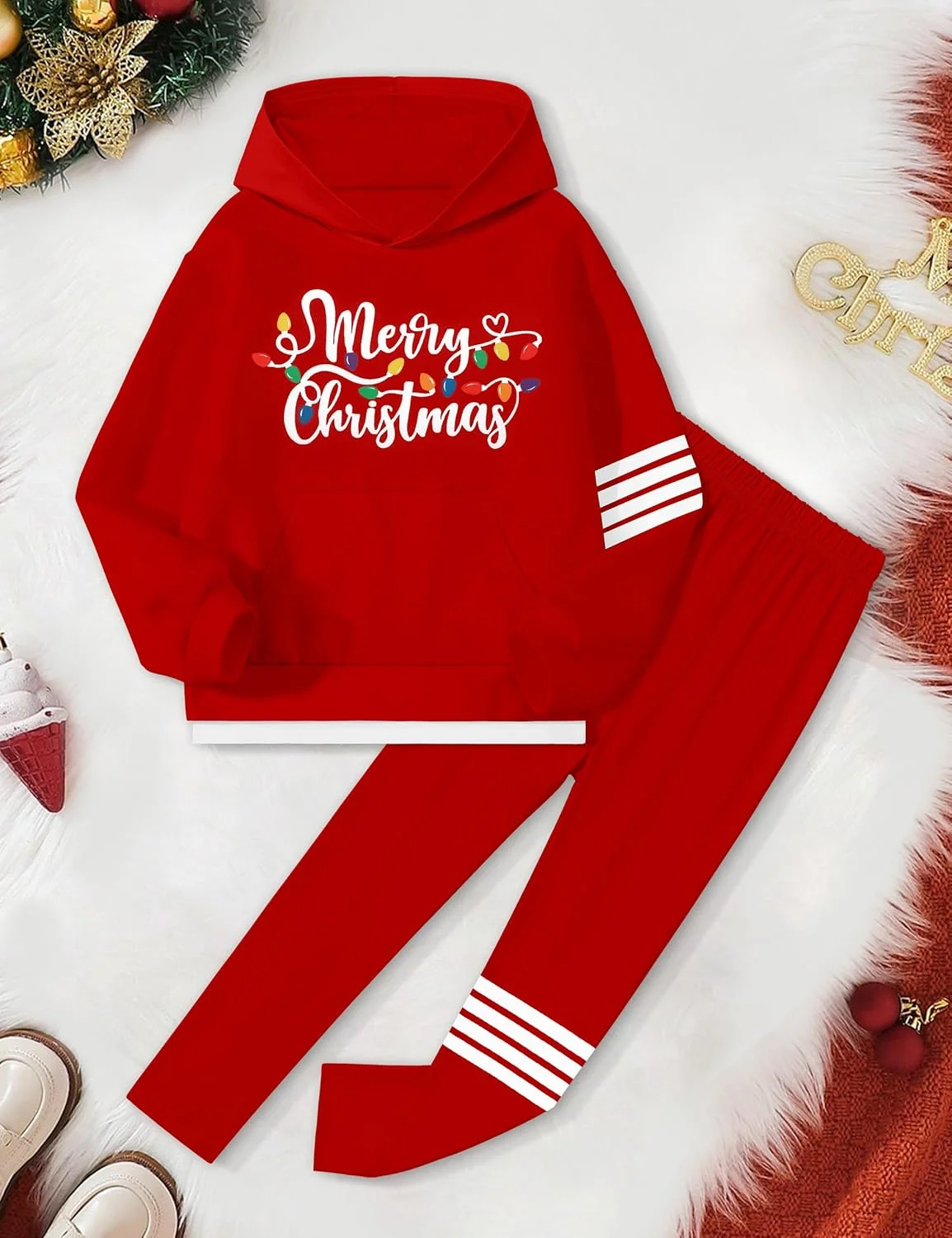 لباس پاییزی دخترانه NECIOUS، ست 2 تکه هودی و شلوار لگینگ راه راه مد روز، سایز 6-14 سال، قرمز، 7-8 سال لباس پاییزی دخترانه NECIOUS، ست 2 تکه هودی و شلوار لگینگ راه راه مد روز، سایز 6-14 سال، قرمز، 7-8 سال