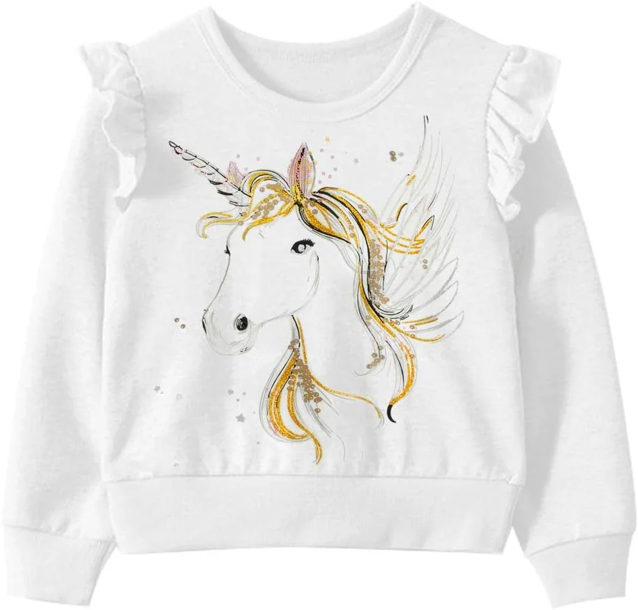 سویشرت دخترانه Little Hand، هودی یقه گرد آستین بلند، تی شرت های کلاژ، تاپ های پولیور بچه گانه
