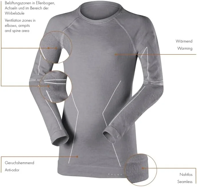 تاپ آستین بلند پشم تک یونی‌سکس بچگانه فالکه، گرم، تنفسی، خشک‌شونده سریع (تک عددی)