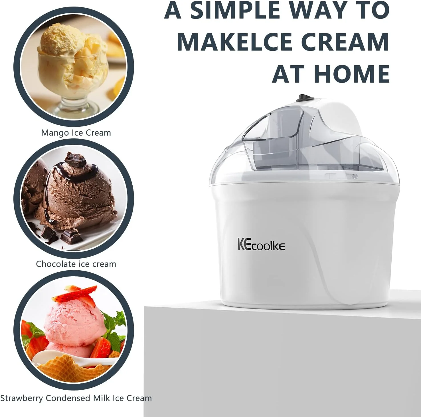 دستگاه بستنی ساز KECOOLKE، هدیه قدردانی از معلم، دستگاه بستنی برقی خانگی با ظرفیت 1.5 کوارت، ماست یخ زده، سوربت و ژلاتو