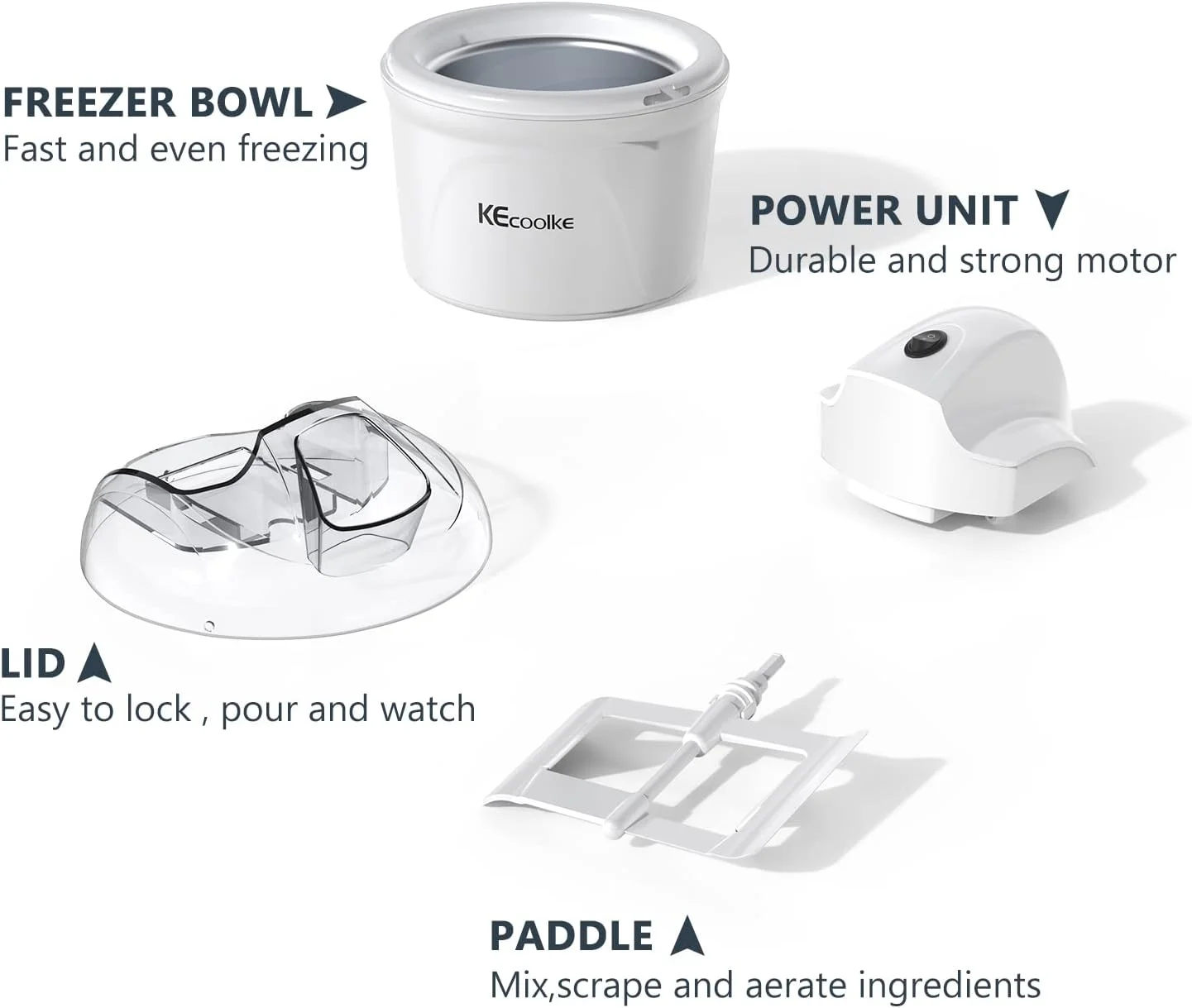 دستگاه بستنی ساز KECOOLKE، هدیه قدردانی از معلم، دستگاه بستنی برقی خانگی با ظرفیت 1.5 کوارت، ماست یخ زده، سوربت و ژلاتو